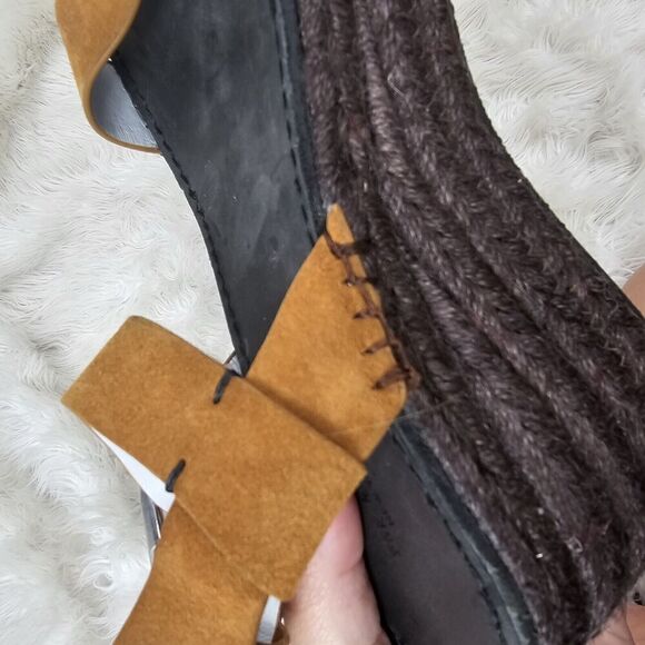 Rag & Bone Ansley Dark Brown Suede Buckle Espadrille Platform Summer Sandal 37 - Picture 10 of 11